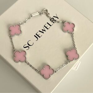 CLOVER 5 MOTIF PINK GOLD SILVER BRACELET